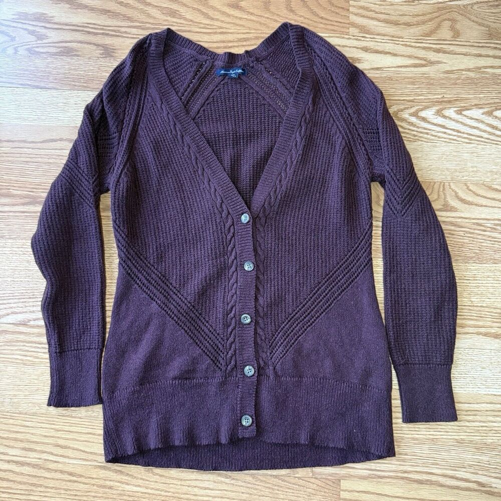 American Eagle Outfitters Purple Knit Sweater Button Cardigan Medium